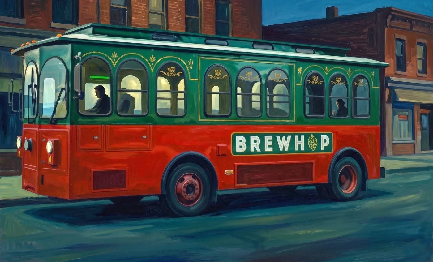 A BrewHop vintage trolley